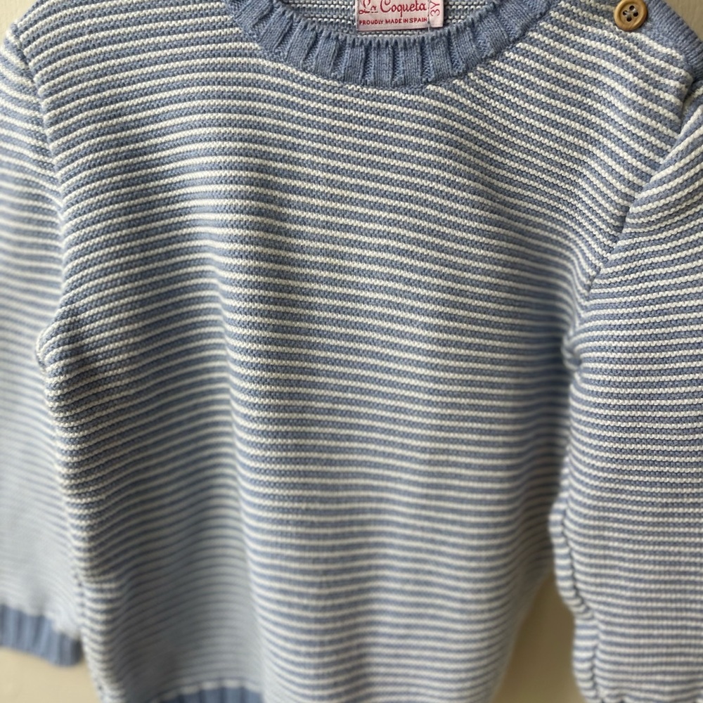 La Coqueta Blue & White Striped Knit Sweater
